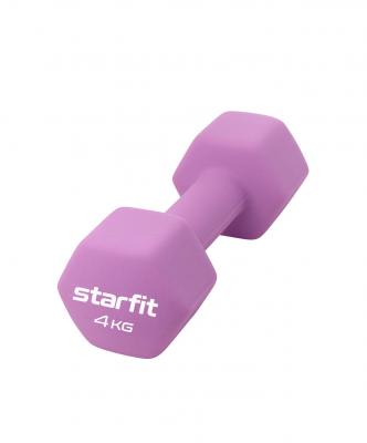 Гантель неопреновая STARFIT DB-201 4 кг, фиолетовый пастель.