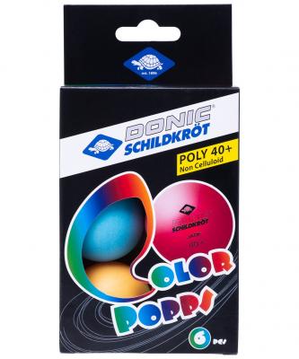 Мяч для настольного тенниса Colour Popps Poly, 6 шт.