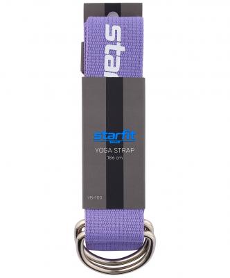 Ремень для йоги YB-100 183 см, хлопок, фиолетовый пастель