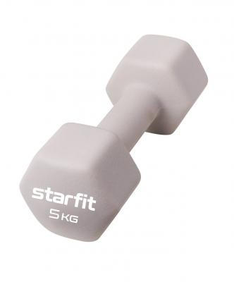Гантель неопреновая STARFIT DB-201 5 кг, тепло-серый пастель.
